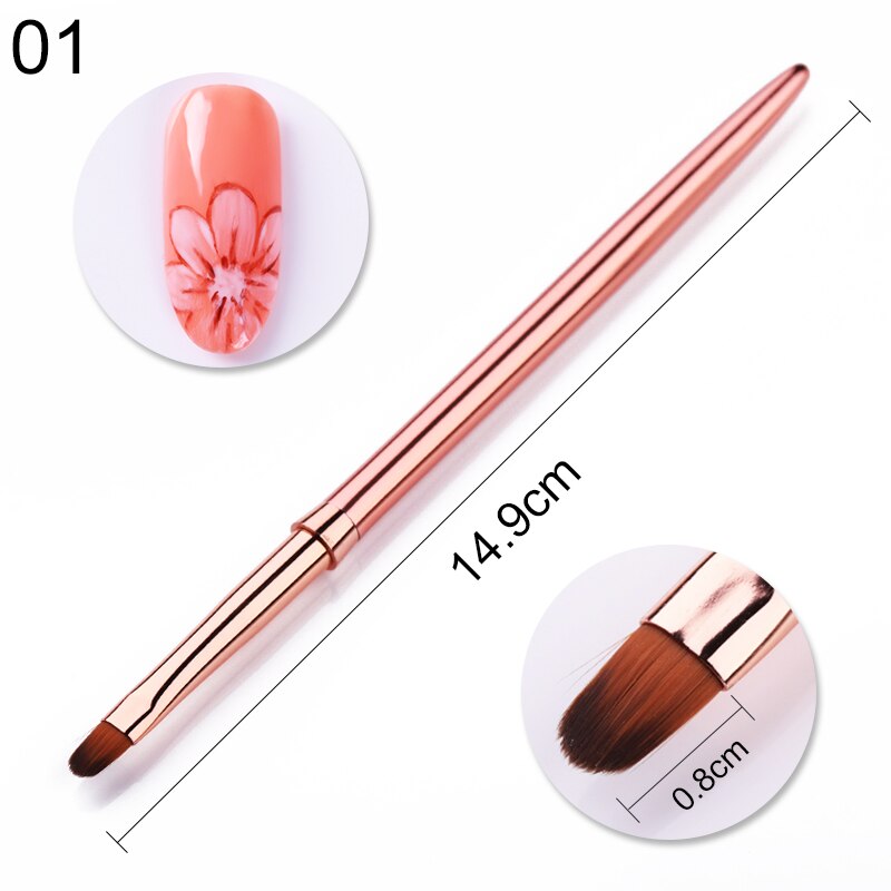 1 stk uv gel liner negle børste rosa guld farve maleri tegne pen pensel bærbart pen håndtag nail art værktøj gør det selv: 1