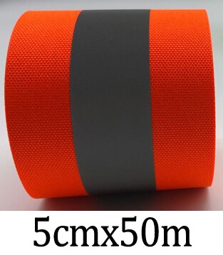 Sew On Silver Reflective Tape For Chothing Safety Fabric Webbing Trim Strip: Ornage 5cmx50m