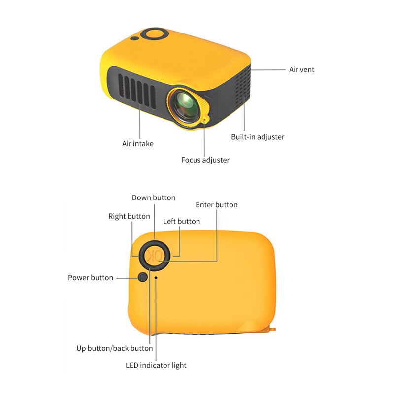 Mini projektor lcd 50,000 timers lampe hjemmebiograf projektor bærbar projektor support strømbank til tv-boks til xbox