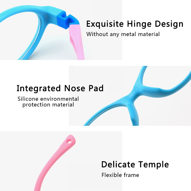 AIMISUV Unisex TR90 Flexible ultraligero montura gafas infantiles Rosa óptico silicona transparente gafas de los niños UV400