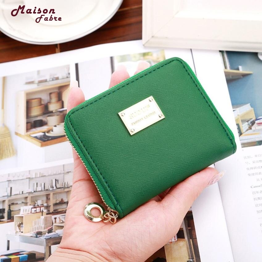 Maison Fabre Leather Wallet Women Small Card Holder Zip Coin Purse Clutch Leather Handbag Women