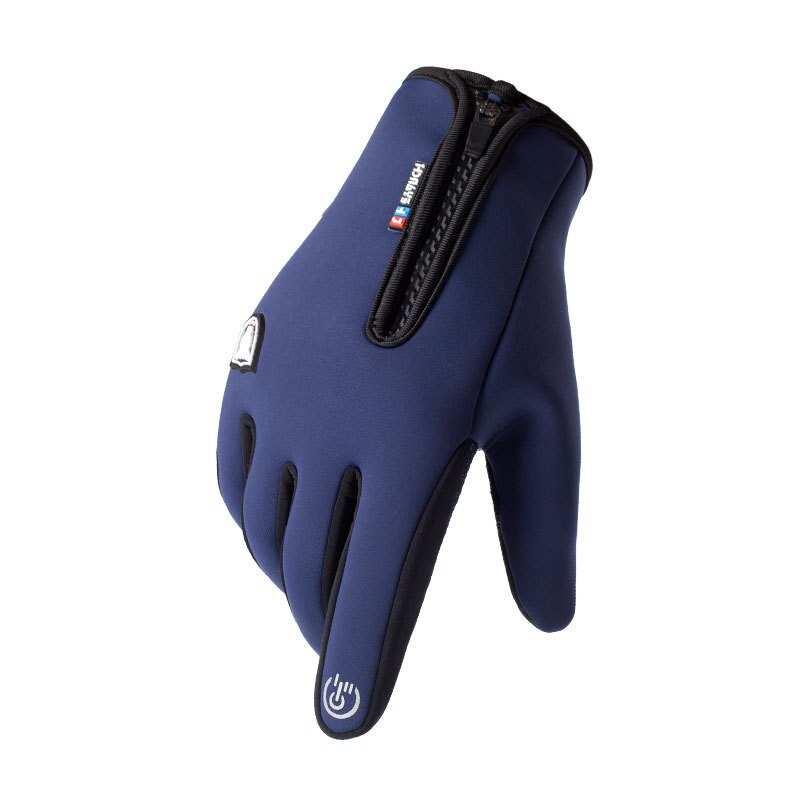 Winter fiets handschoenen waterdicht touchscreen handschoenen met lange vingers outdoor thermische warme kampeer-, wandel- en motorhandschoenen: Blauw / M