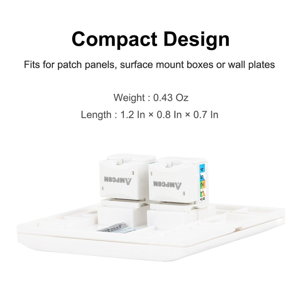 CAT6 Keystone Jack,AMPCOM Snap-in RJ45 Punch-Down Cat.6 Keystone Module Adapter 100/1000 Mbps |UTP|Compatible with CAT.6/CAT.5e