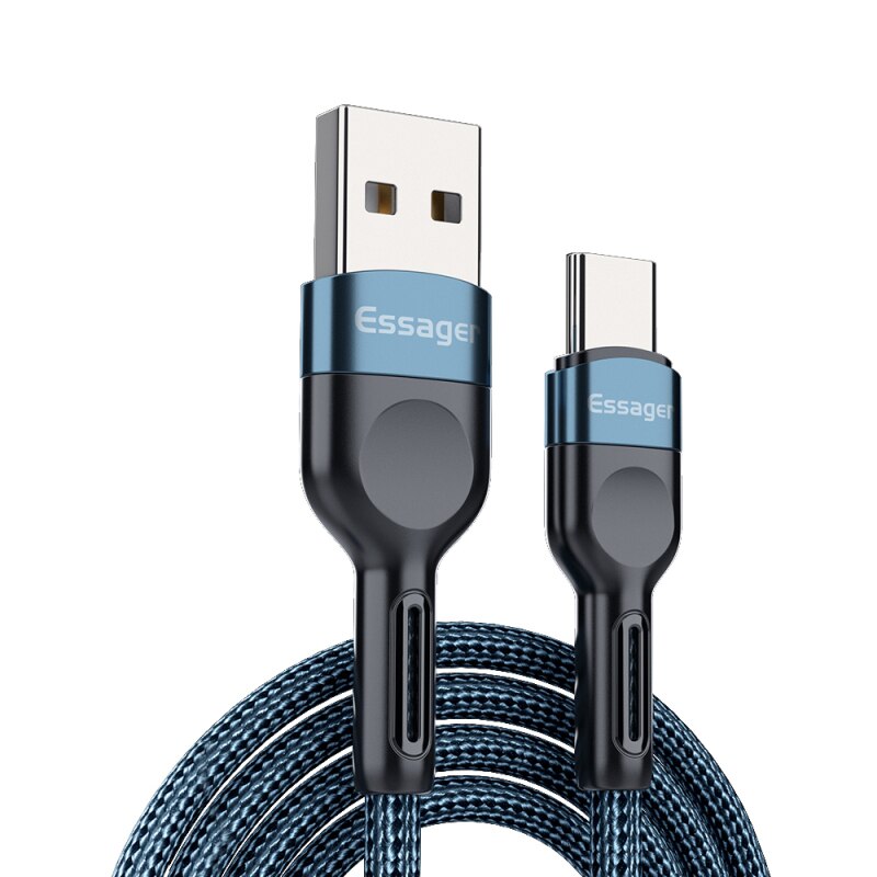 Essager USB Typ C Kabel Schnelle Ladung Ladegerät Für Xiaomi Huawei Samsung USB-C Daten Draht Schnur praktisch USBC Typ-C Kabel: blau / 2m