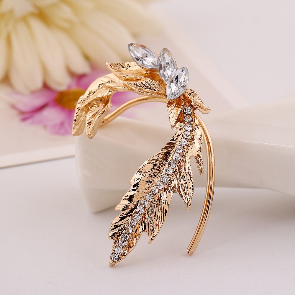 LUKENI 5pcs/lot Jewelry Rhinestone Earrings Punk Leaves Ear Cuff Crystal Earring Jackets For Women And Men EJ018