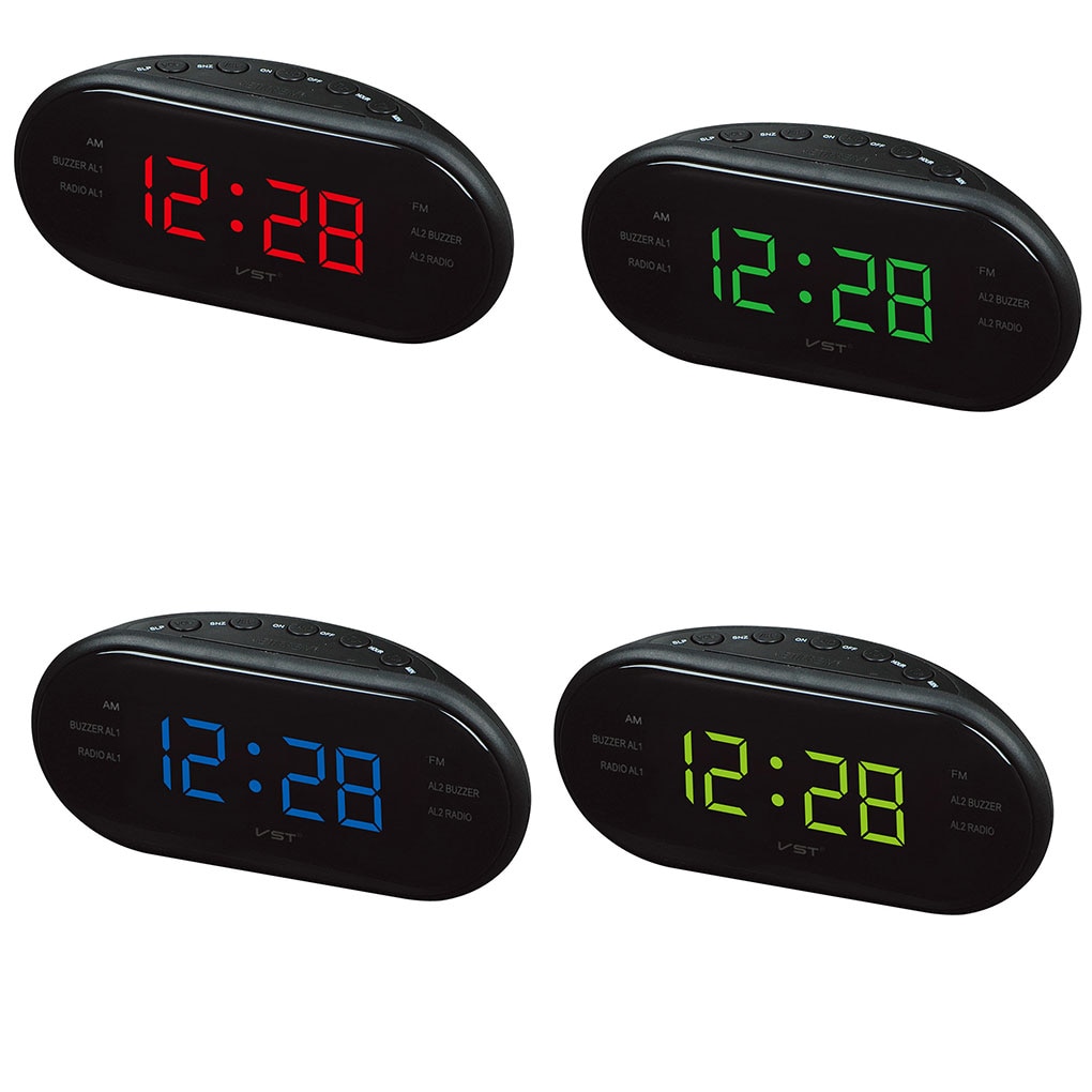 AM/FM LED Clock Electronic Desktop Alarm Clock Digital Table Radio Home Office Supplies US Plug