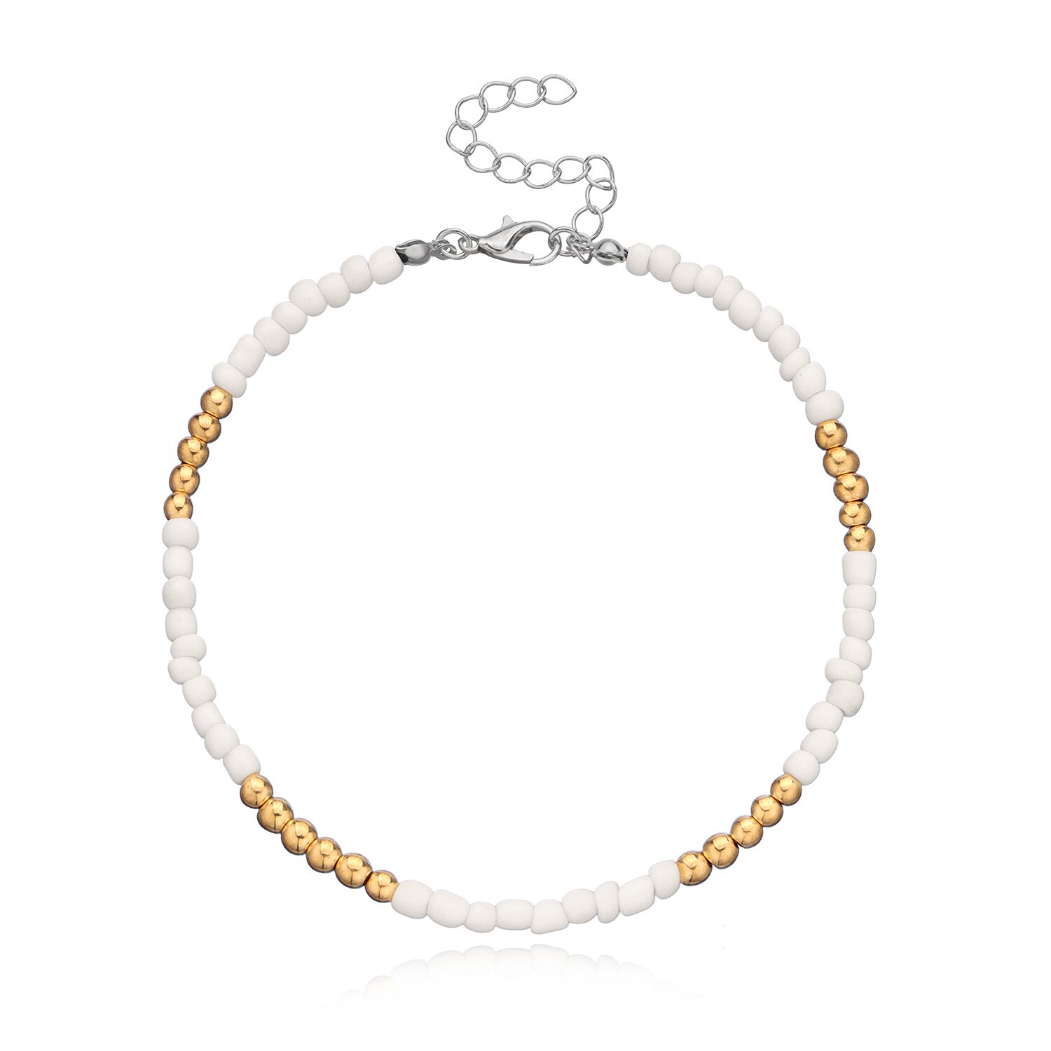 Tobillera Bohemia con cuentas de arroz para mujer, pulsera de tobillo hecha a mano, cadena de cuentas en el pie, joyería de verano: 6