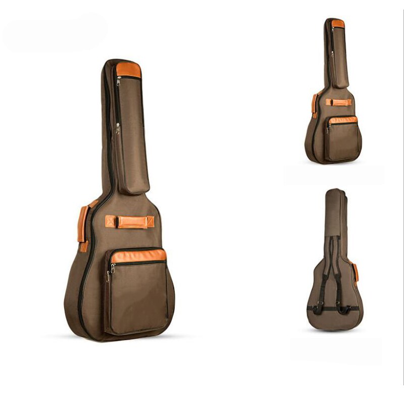 waterproof thicken guitar bag 41 inch double-shoulder electric guitar bass 39inch classical guitar parts: Brown