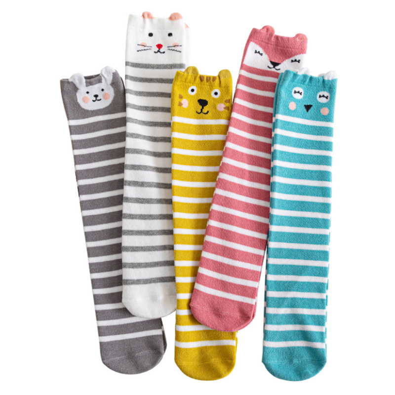 Chaussettes hautes à rayures pour enfants, chaussettes longues en coton pour garçons et filles de 2 à 12 ans