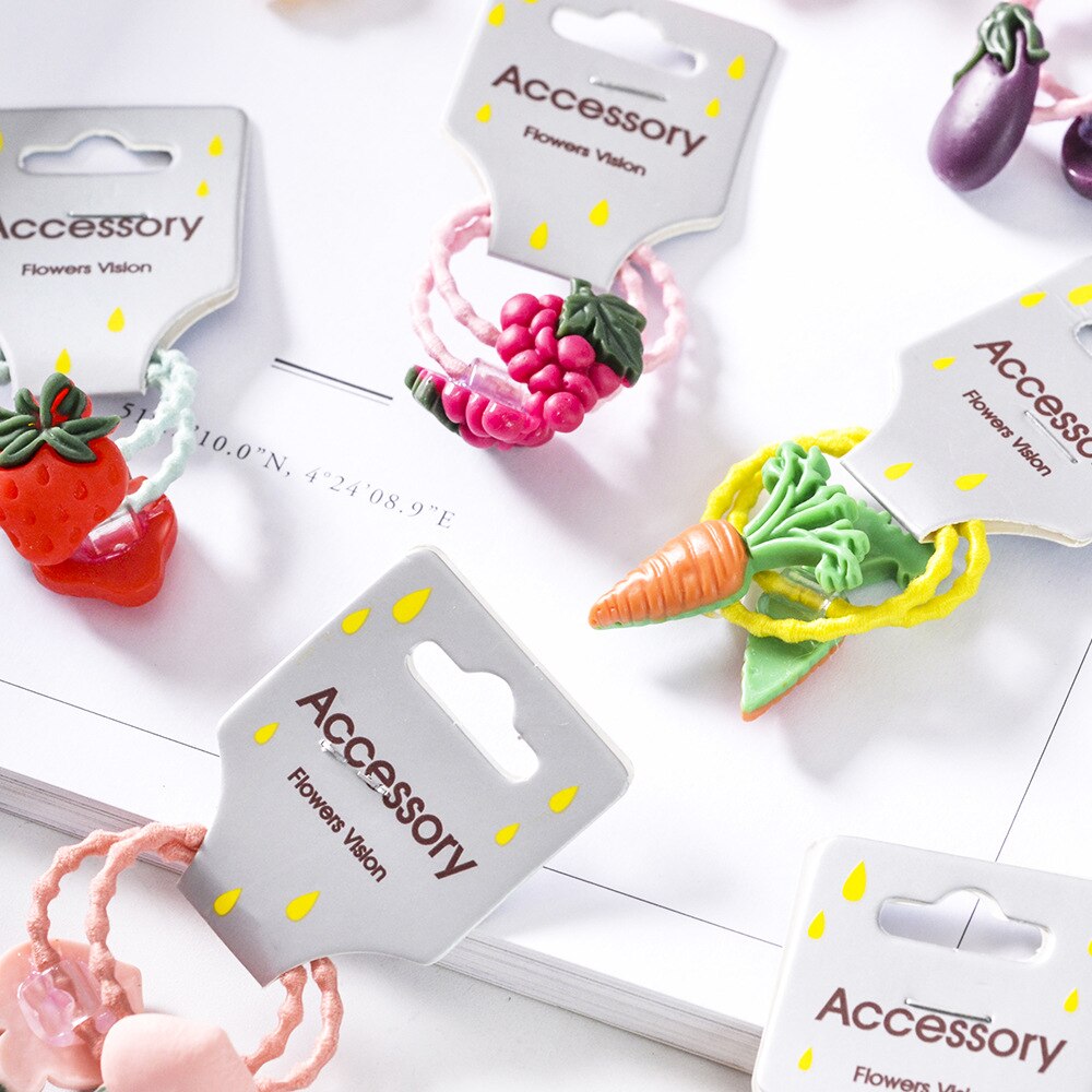 ¡Novedad de ! 2 bandas elásticas para el pelo de frutas y verduras, accesorios para el pelo de la serie para niñas y niños, tocados