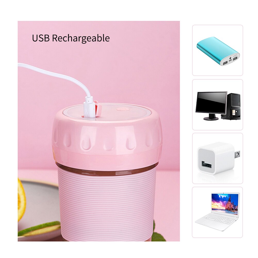 Portable Juicer Cup USB Juicer Cup Blender for Smoothies and Shakes 300ML Fruit Mixing Machine Detachable Cup Rechargeable Tool