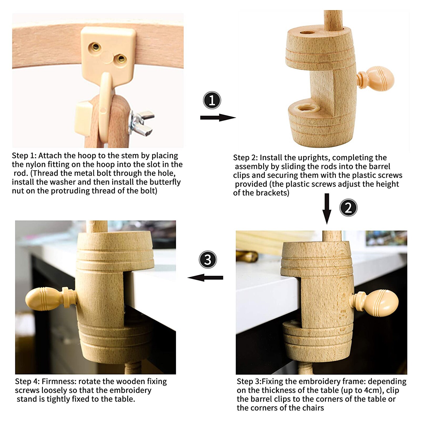 Wooden Embroidery Stand 360 Rotating Adjustable Desktop Stand Cross Stitch Rack Frames Embroidery Hoop Wood Cross Stitch Rack