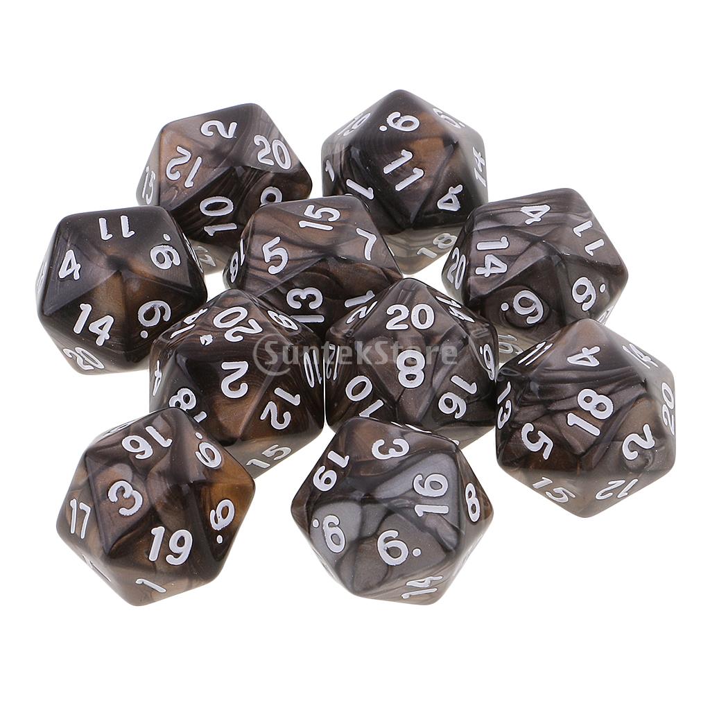 10 stücke 20 Seitige Würfel D20 Polyhedral Würfel für Dungeons und Drachen Tabelle Spiele Kaffee Grau