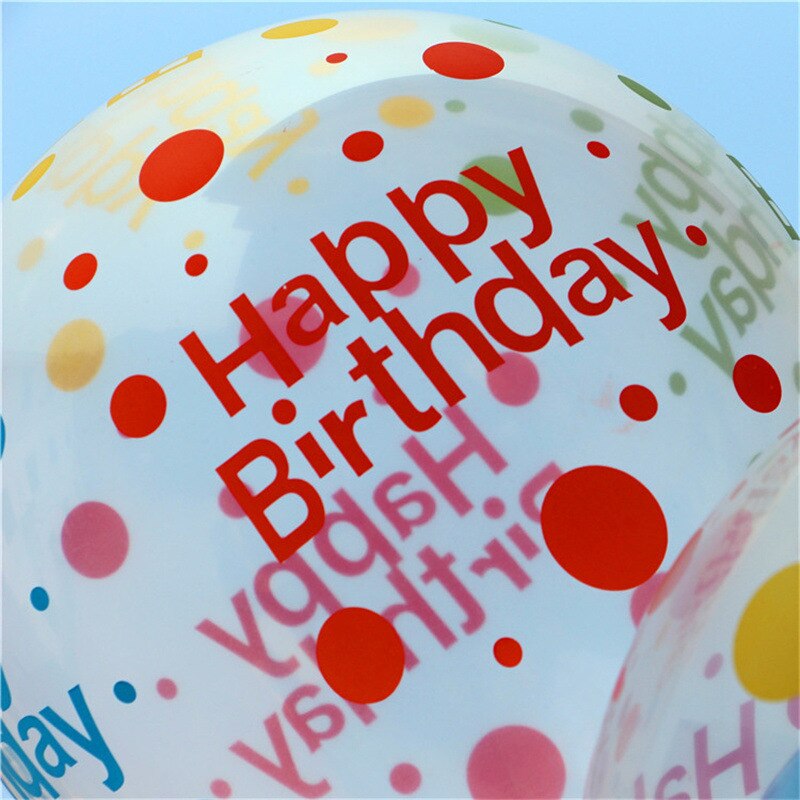 12-inch transparent printed happy birthday round latex balloons happy birthday party decoration balloons