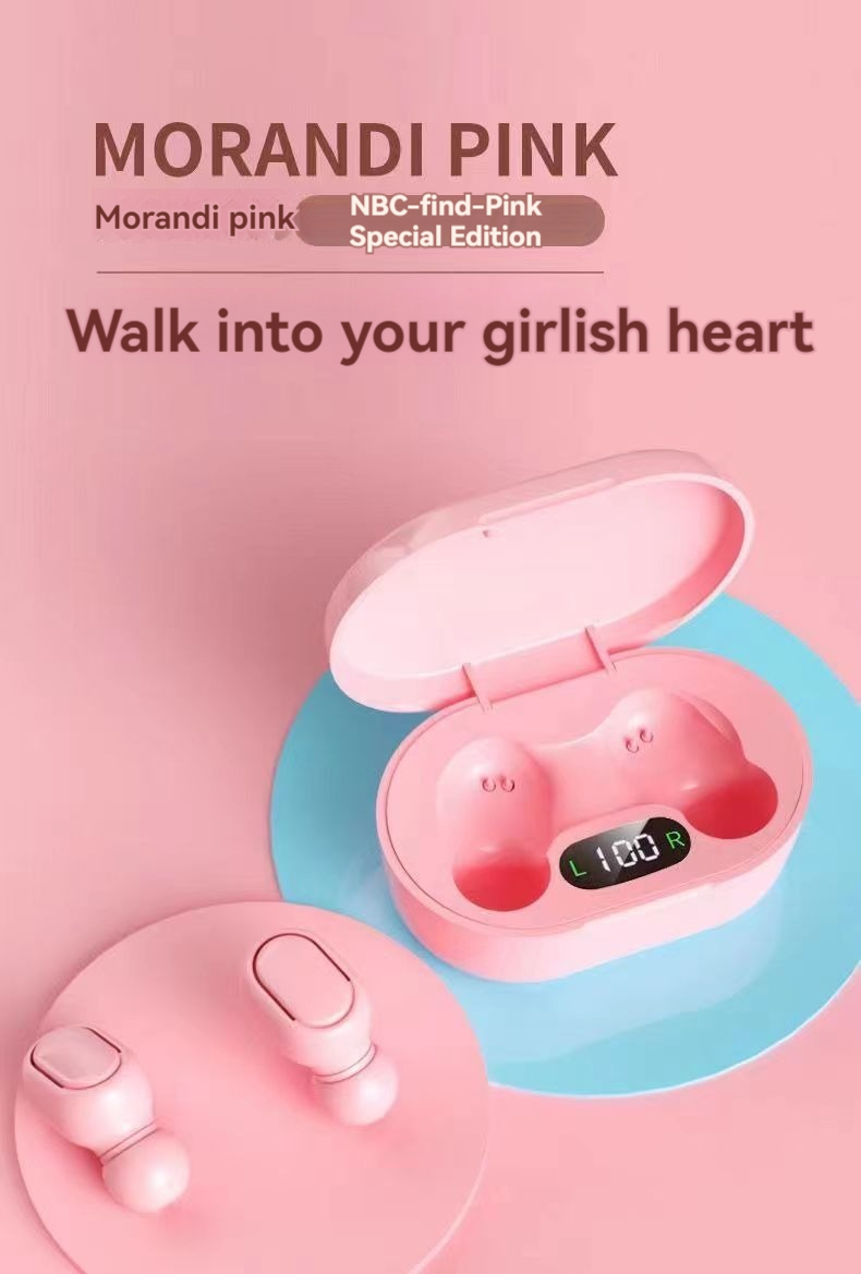 2024 Drahtlose Bluetooth-Kopfhörer Rosa TWS-Headset Lärm abbrechen-Kopfhörer mit Mikrofon-Kopfhörer für iPhone Xiaomi