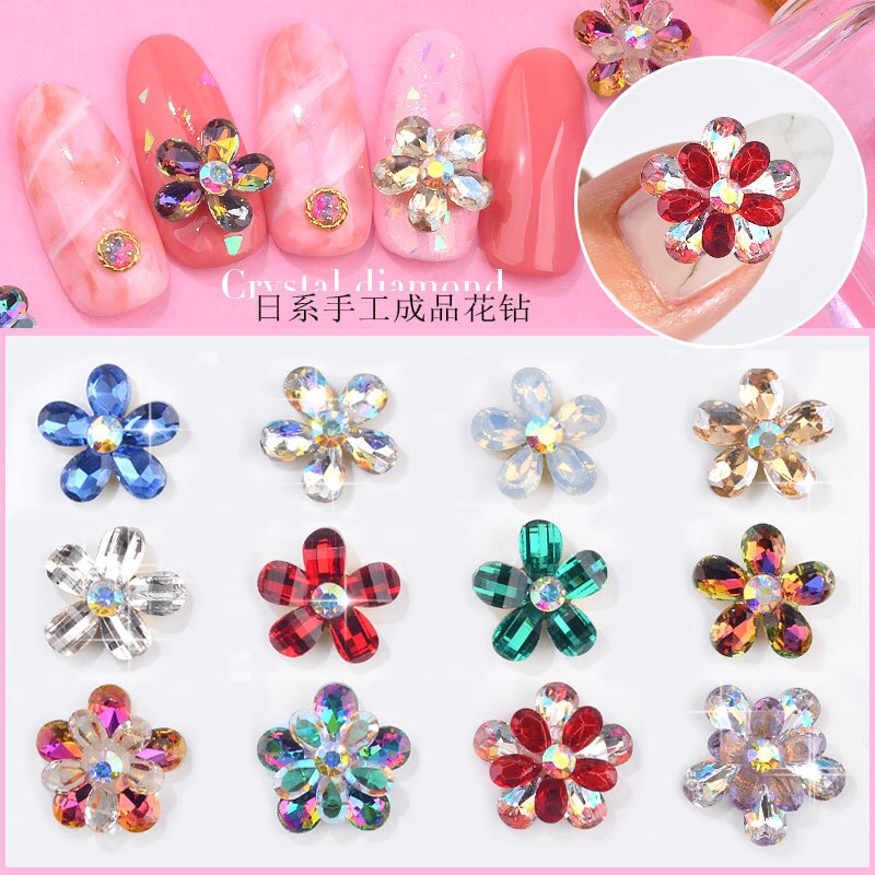 3D nail art Kleurrijke Bloem gems decoraties voor strass 3D DIY charms sieraden