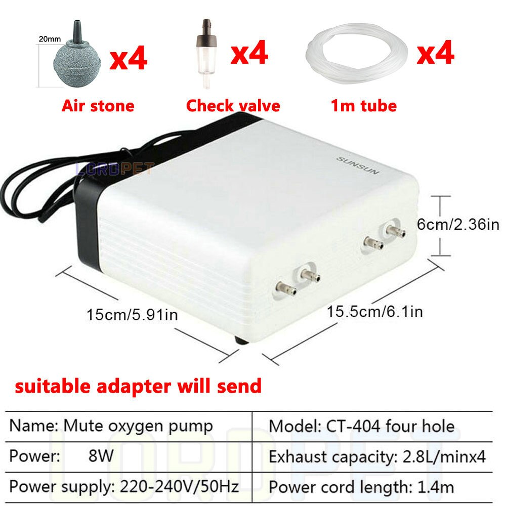 Sunsun Luftpumpe Belüfter Einstellbare Sauerstoff Pumpe Ultra Leise Luft Kompressor Einzigen Doppel vier Auslauf 220v Für Aquarium: ct40441