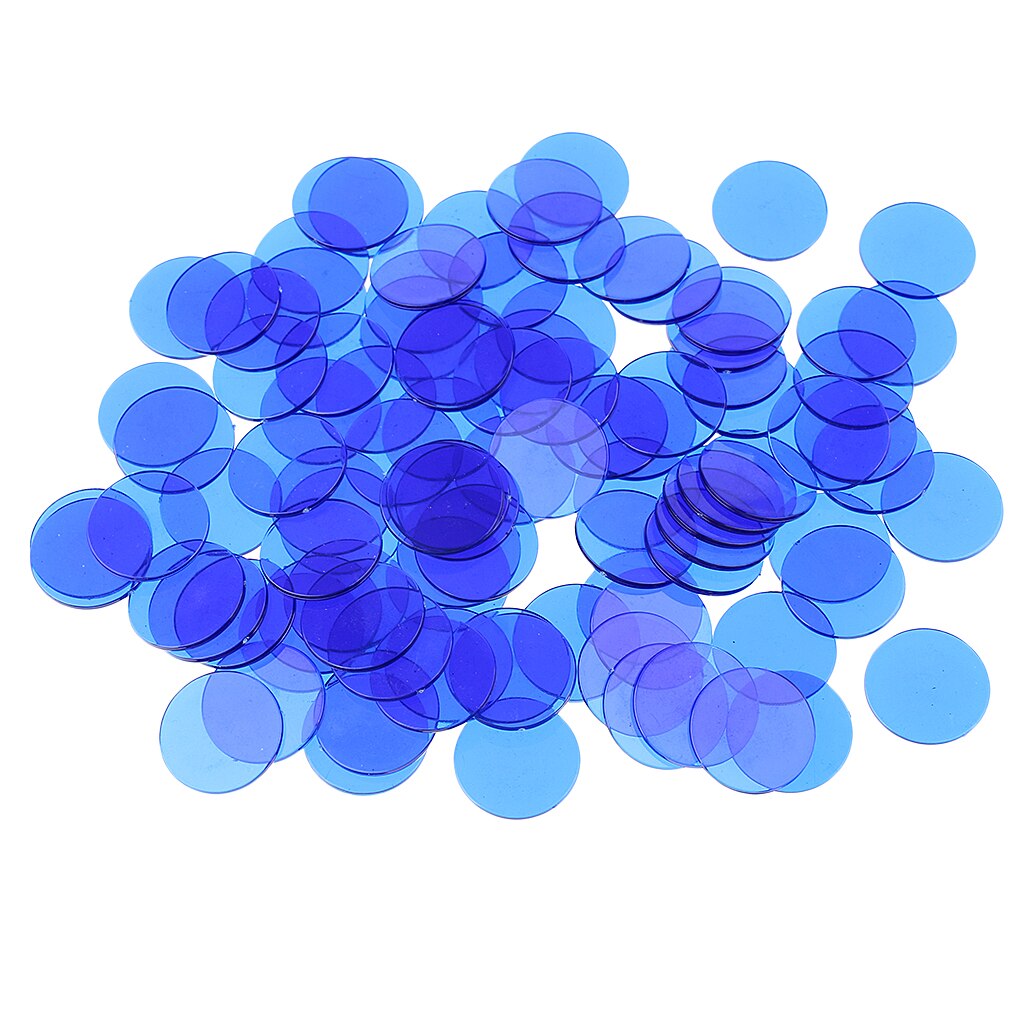 Jetons de jeu de loto Transparent, accessoires de jeu, marqueurs en plastique, compteur de couleur, 100 pièces: Blue