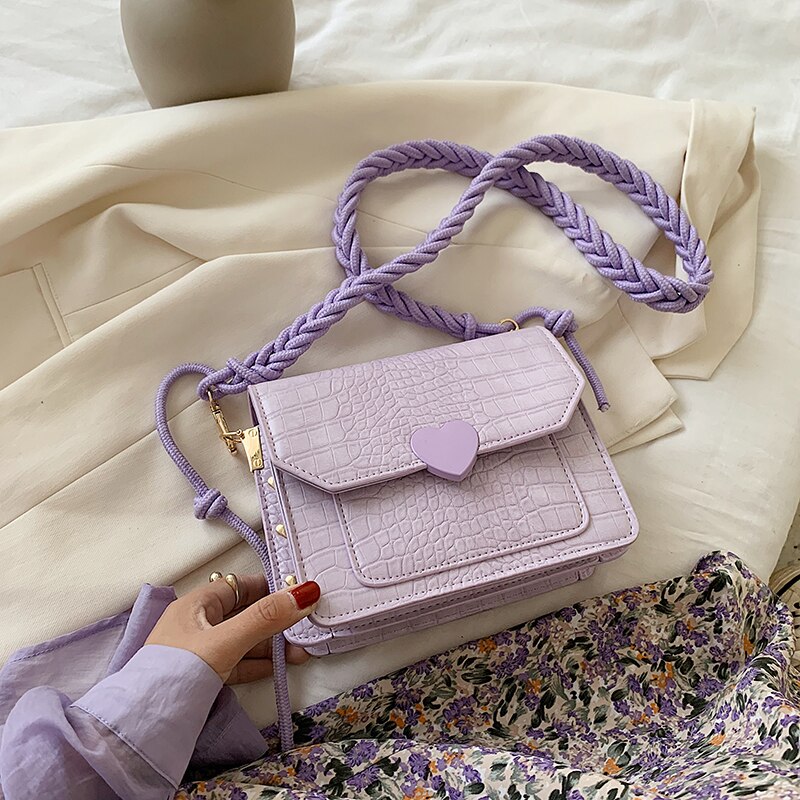 Zomer damestas schoudertas casual damestas effen kleur pu damestas steenkorrel crossbody tas kleine vierkante tas: Paars