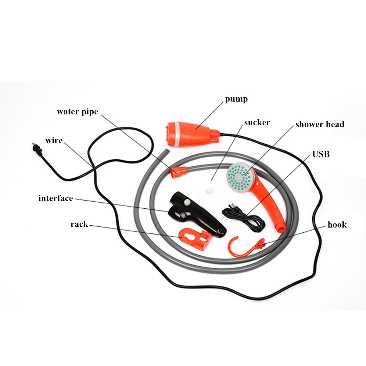 12V Shower Kit Portable Shower Pump Travel Camping Pet Dog Car Shower Washer Electric Pump Outdoor Hiking Kit Flower watering