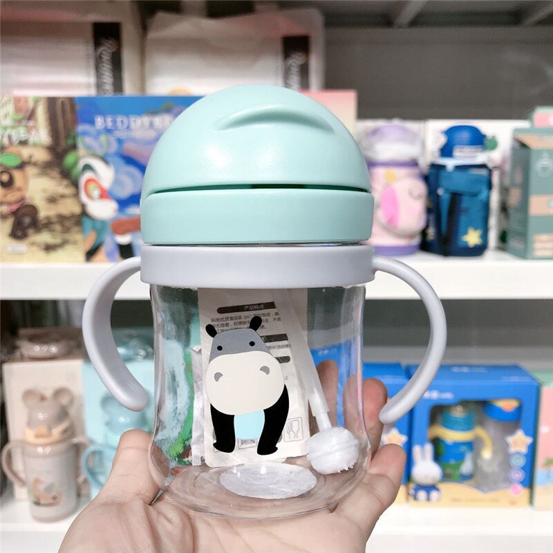 Biberon pour Bébé avec Paille Capacité 250 ou 350 ml pour Apprendre à Boire, Bouteille d&#39;Alimentation, pour Enfant, Entraînement: 250ml Green A