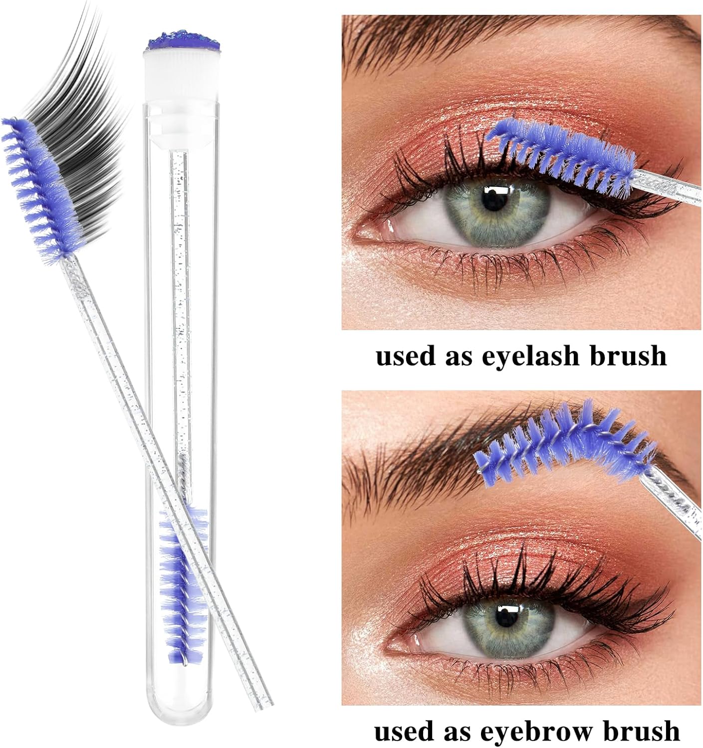 Reusable 50sets Eyelash Mascara Wands With Tube Lash Spoolie Brush In Container Disposable Eyebrow Applicator Case