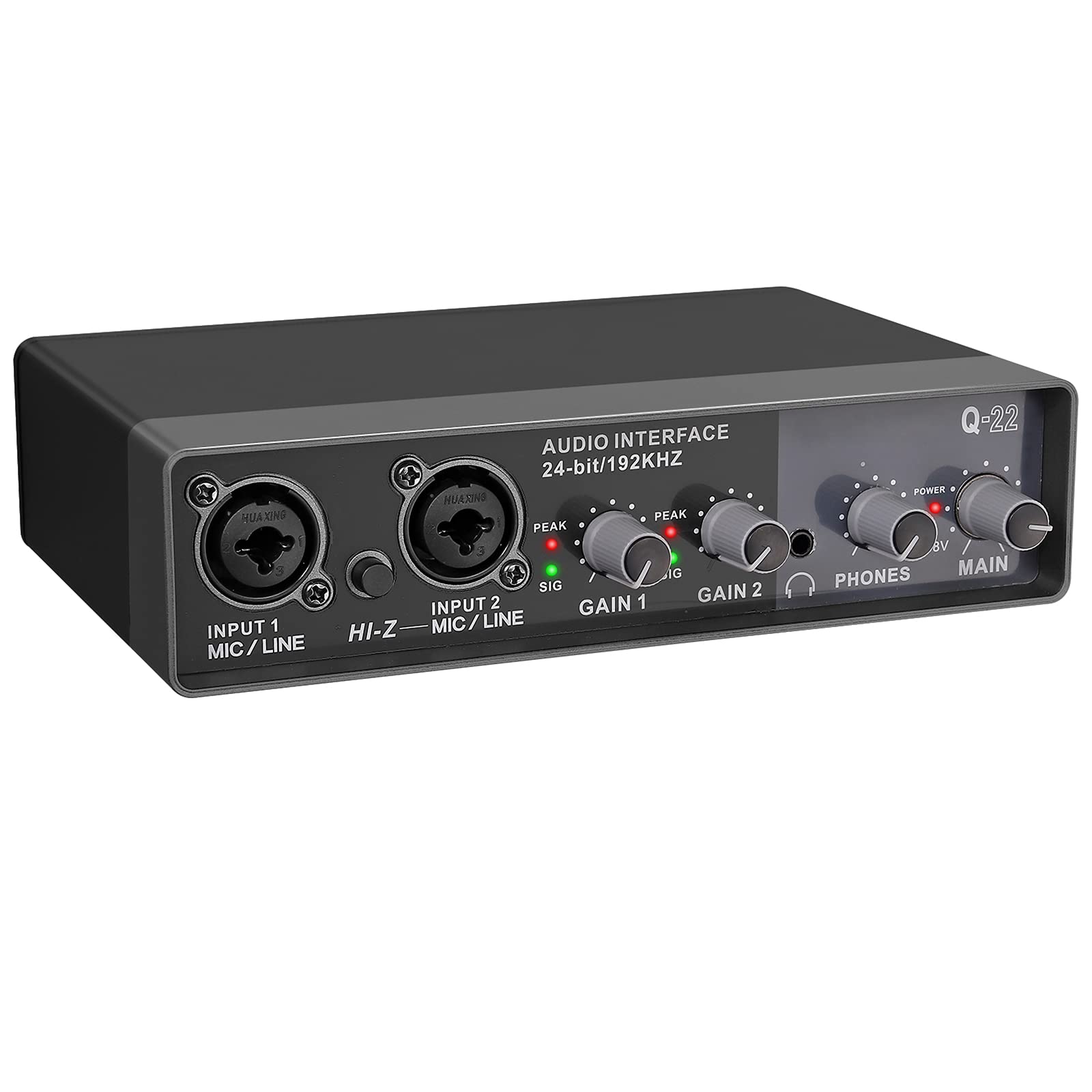 Interfaz de Audio Q-22, tarjeta de sonido con Monitor, mezclador de sonido, guitarra eléctrica para grabación en estudio en vivo, micrófono, alimentación fantasma de 48V