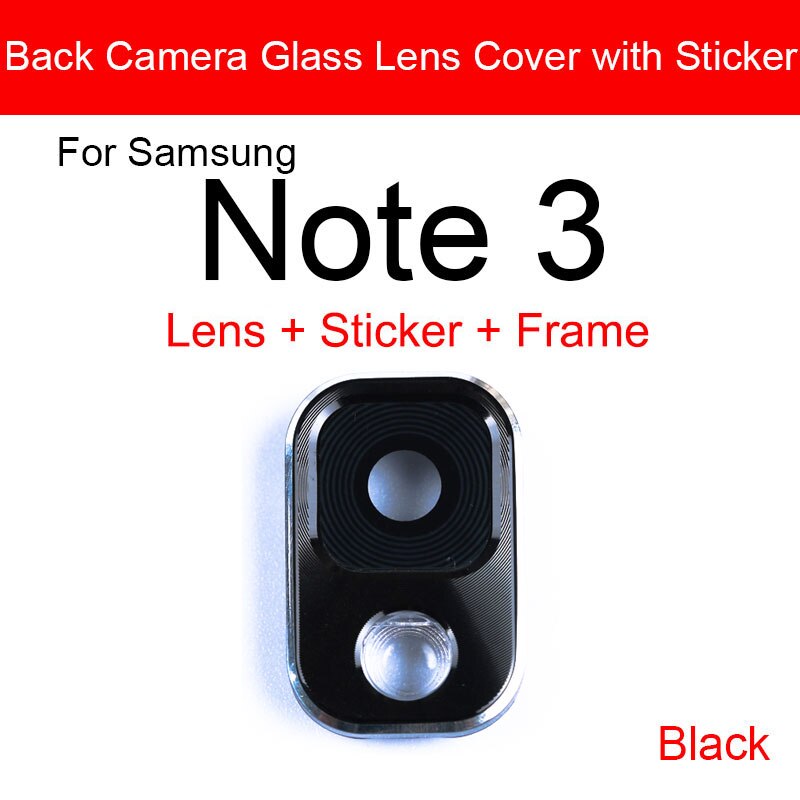 Back Rear Camera Glass Lens With Sticker Glue For Samsung Galaxy Note 3 4 5 Camera Lens Cover Flex Ribbon Replacement Parts: black Note 3