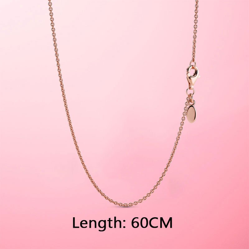 2020 nowy 925 srebro chwile małe Pave O wisiorek Charm fit oryginalny naszyjnik Pandora DIY paciorki biżuteria: ROSE GOLD CHAIN