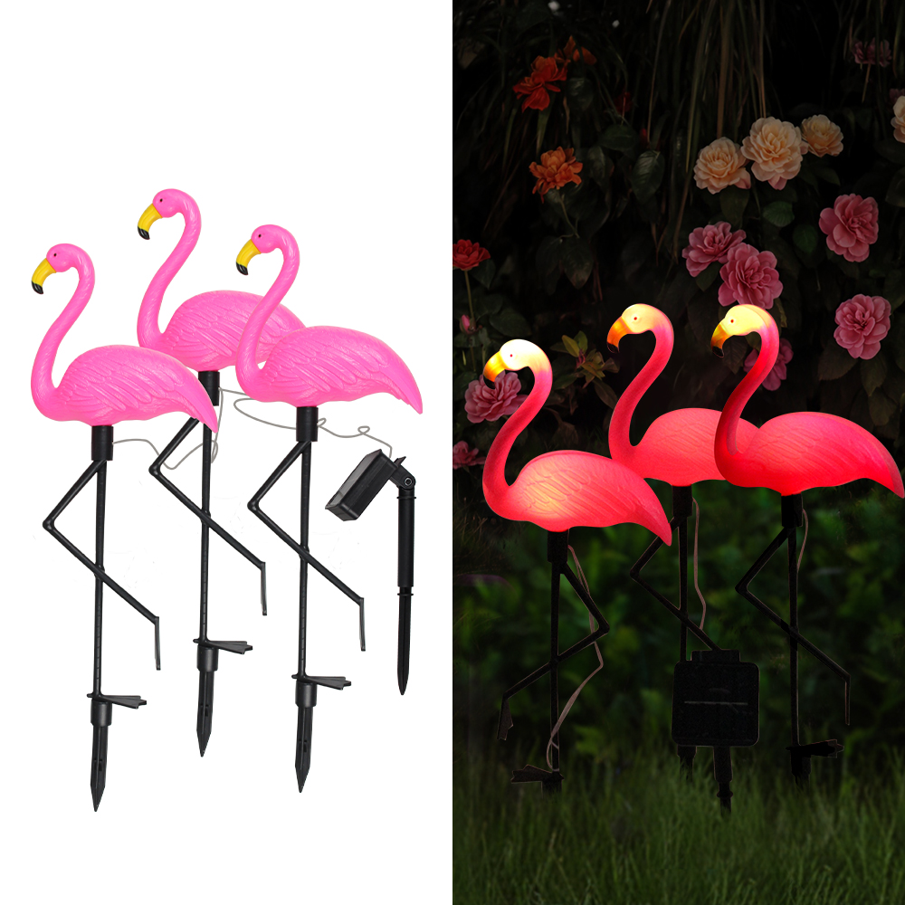 Solcelledrevet flamingo lys havepynt udendørs vandtæt græsplænelampe landskab havelys terrasse gangsti dekoration festartikler: Solrig gul