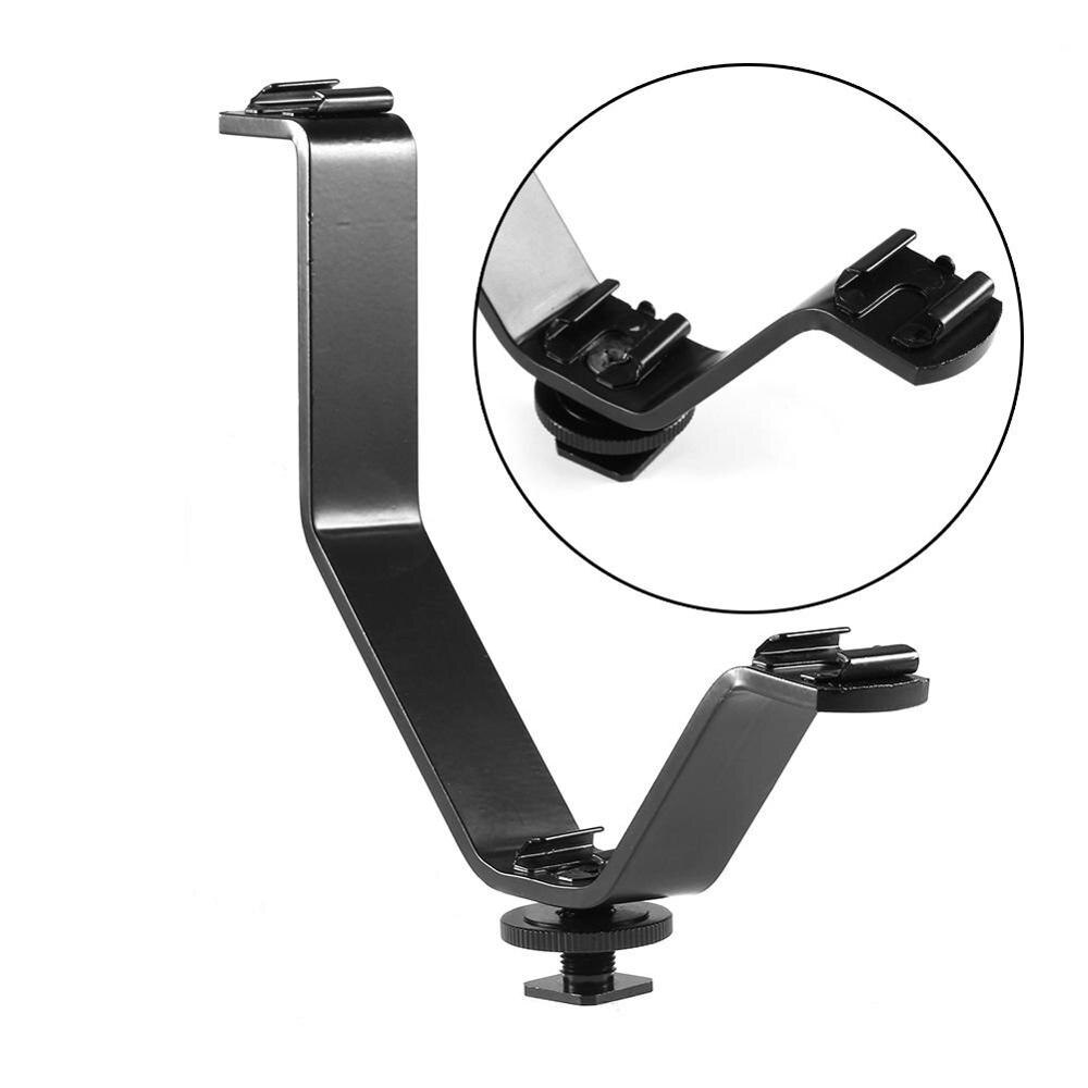 V-formet metall dobbel dobbel sko blitsbrakett til mikrofon dslr fotografering