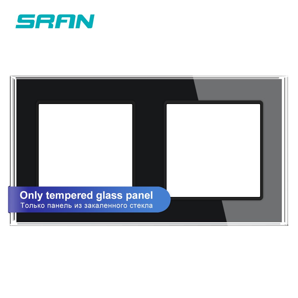 SRAN Blank panel without Installing iron plate 153mm*82mm white crystal glass switch socket panel for F series