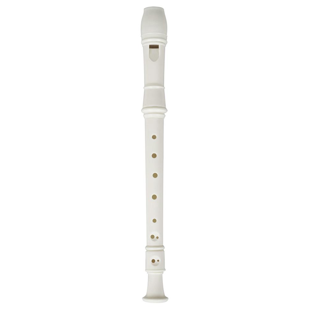 8 huller lang fløjteinstrument til børn uddannelsesværktøj musikalsk sopran abs optageruddannelse udvikle med rengøringspind: Hvid