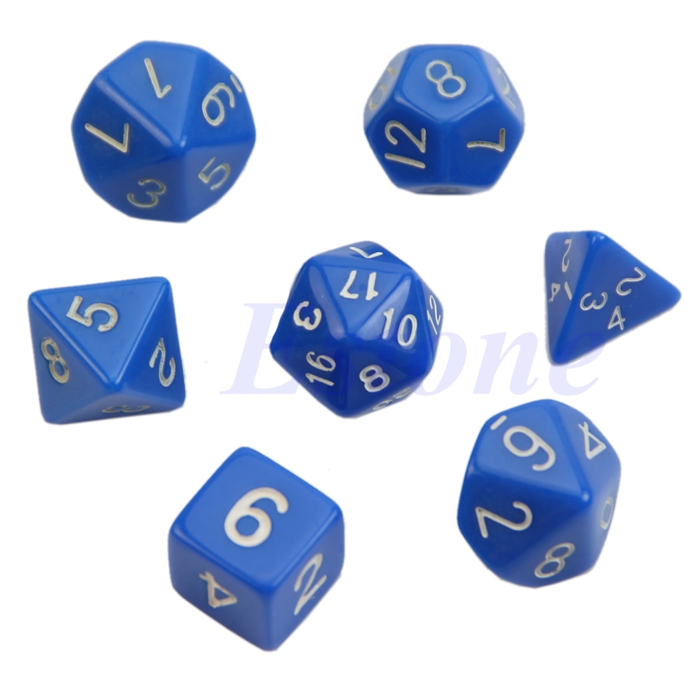 7 pièces Noir Face Mourir D4 D6 D8 D10 D12 D20 RPG Poly Jeu de Dés