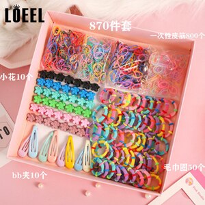 Bandes de cheveux élastiques 220-870 pièces/lot | Nouvelle pince à cheveux, coffret , ensemble épingles à cheveux pour enfants, accessoires pour cheveux: 870pcs set with box