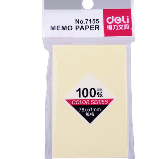 1 pad lot Memo Pad Paste paper 51*76 mm 100 page sticky note Sticker Post-it Labels Stickers Note deli Office Supplies: 51X76mm yellow