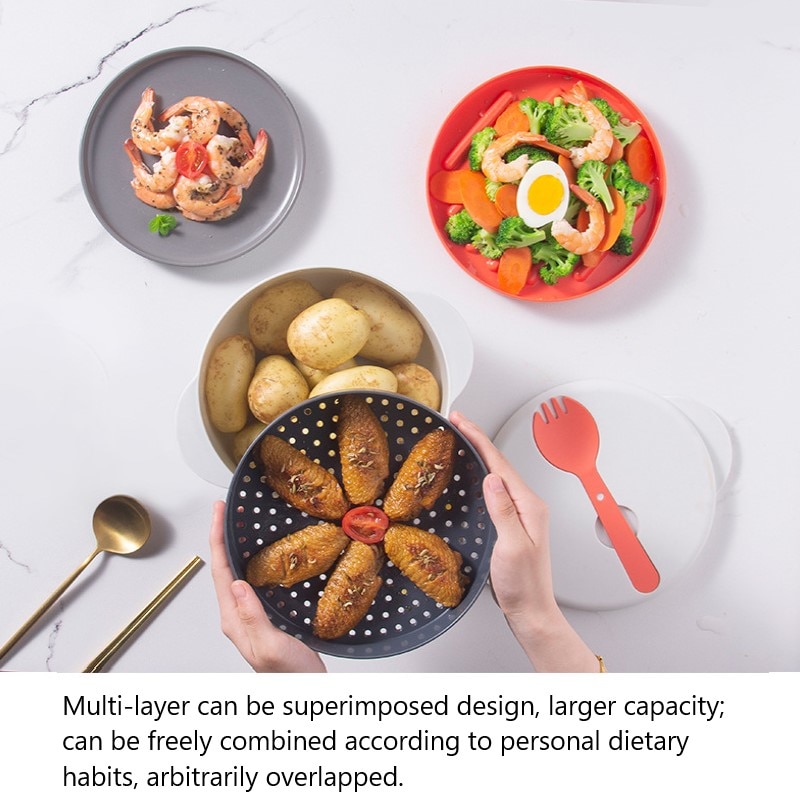 Microwave Oven Steamed Vegetable Container Four-in-one Steamer Rice Cooker Heating Multi-layer Steamer Steamer Rice Steam Box