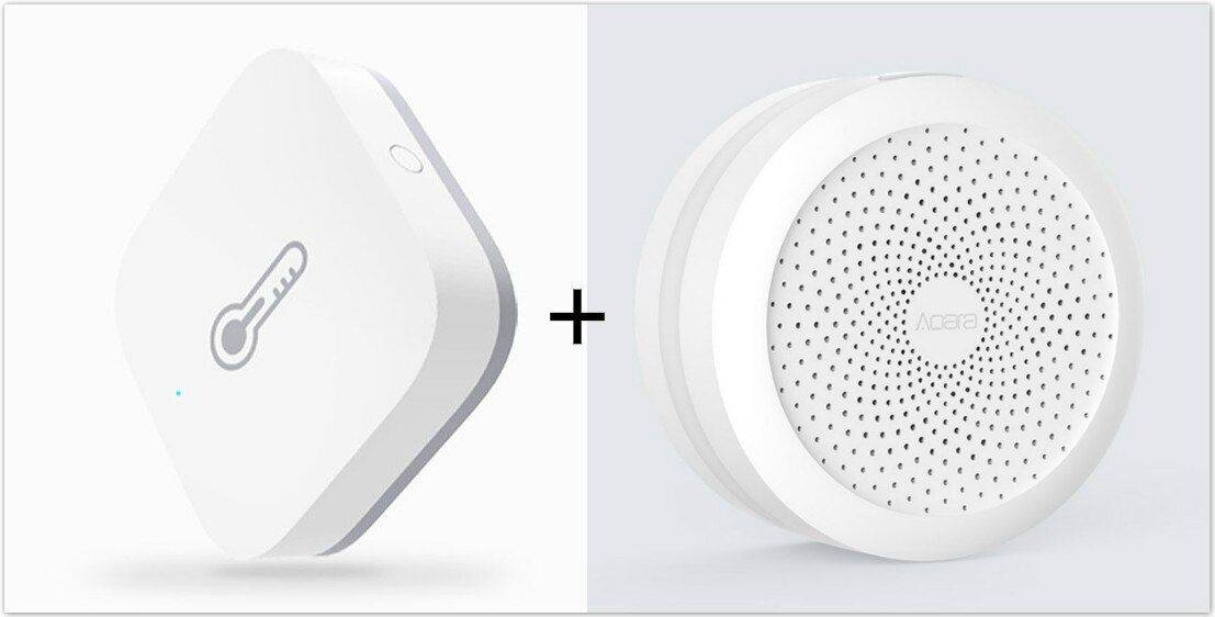 Original xiaomi mijia Smart Home Aqara Wireless Temperature Humidity Sensor Aqara hub a gateway with RGB LED night lights: Aqara Hub and Sensor