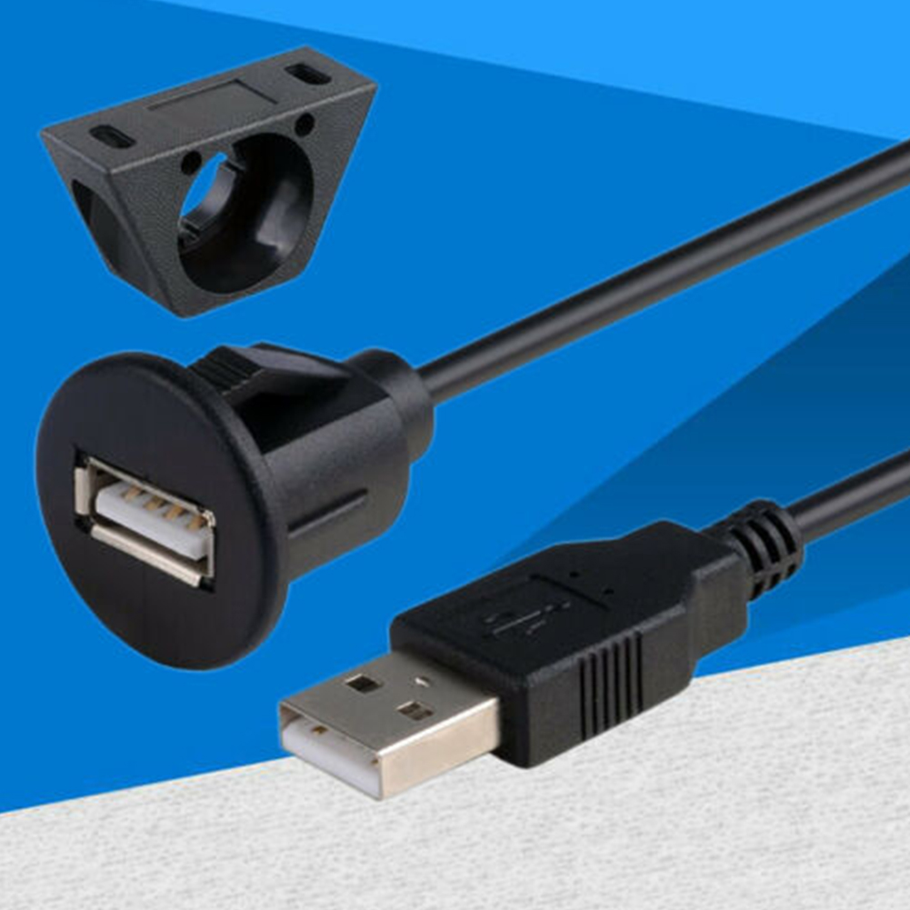 Flush Mount USB 2.0 Spare Part Dash Board For Laptop Transfer Male To Female Socket Panel Square Round Car Extension Cable