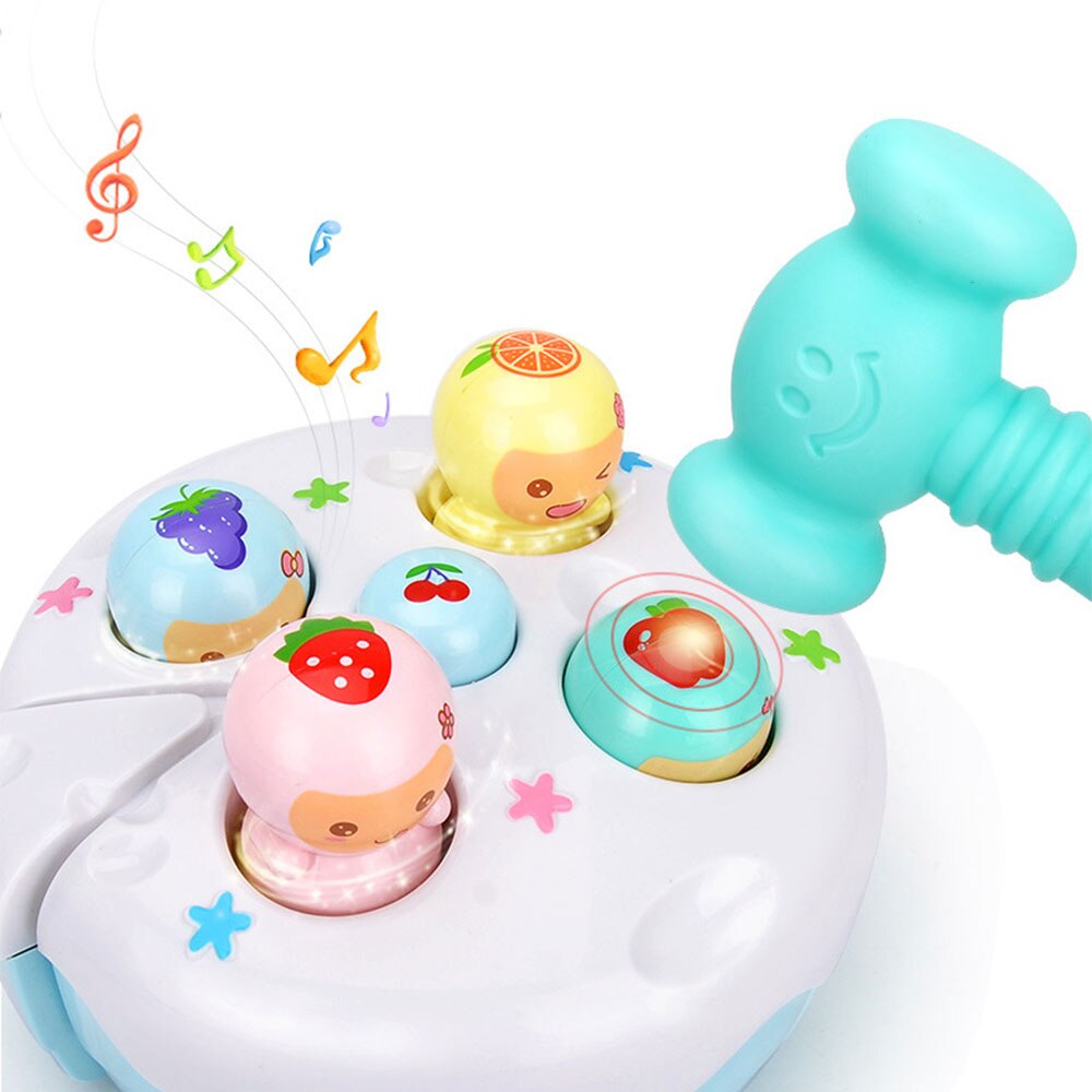 Elektrisk whac-a-muldvarp spil babylegetøj med musik let frugtkage banke maskine børn stamme pædagogisk legetøj