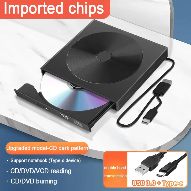 USB3.0 External CD DVD Drive CD/DVD Portable Player Burner Desktop One Computer Notebook Optical Disc Drive Player For Laptop PC: Blue
