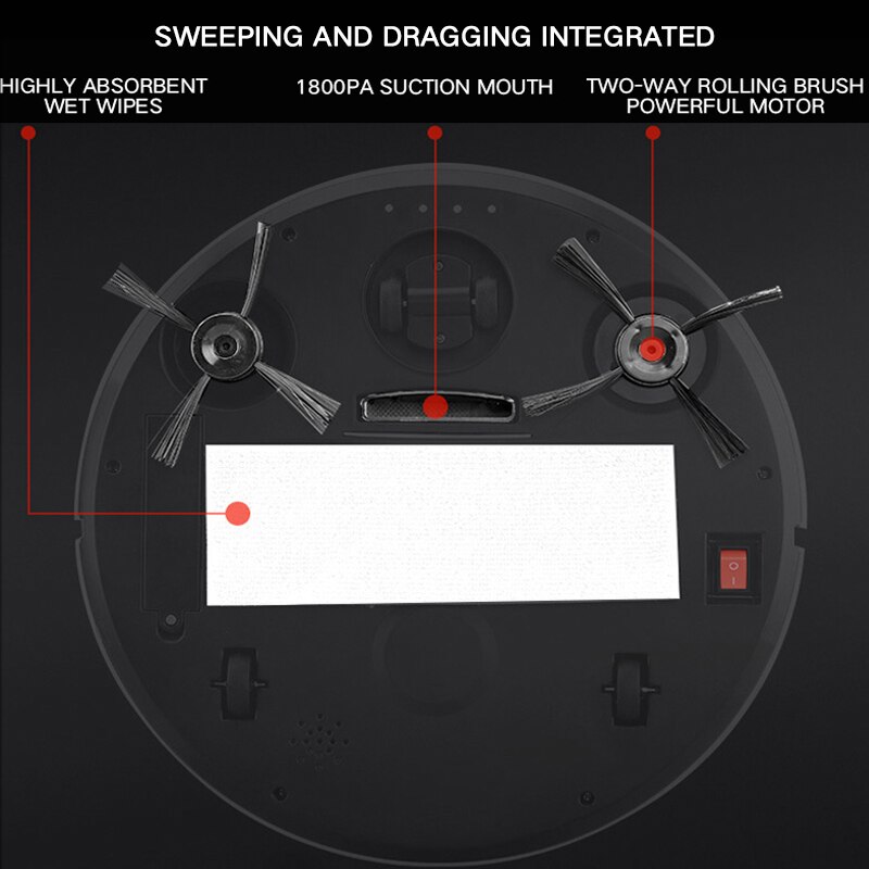 Disinfection Spray Robot Vacuum Cleaner Sweep&Wet Mopping Disinfection Floors&Carpet Washing Robot Vacuum Cleaner USB Charging