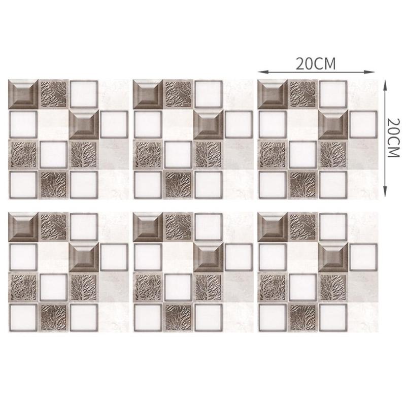 6pcs Tiles Stickers Self Moisture-proof Surface Covered with Film Adhesive Mosaic Kitchen Bathroom Waterproof Wallpaper: MSC033