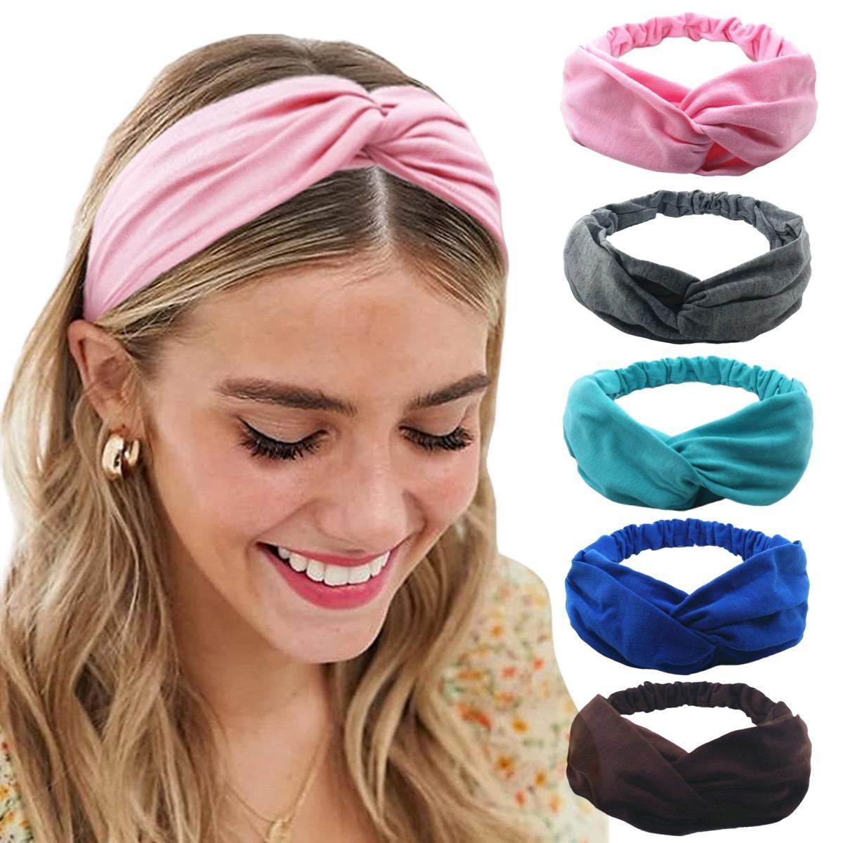 Diademas torcidas de algodón para mujer, diademas elásticas con nudo, bandas para la cabeza deportivas para Yoga, maquillaje, Spa, diadema, vendaje, accesorios para el cabello para niñas