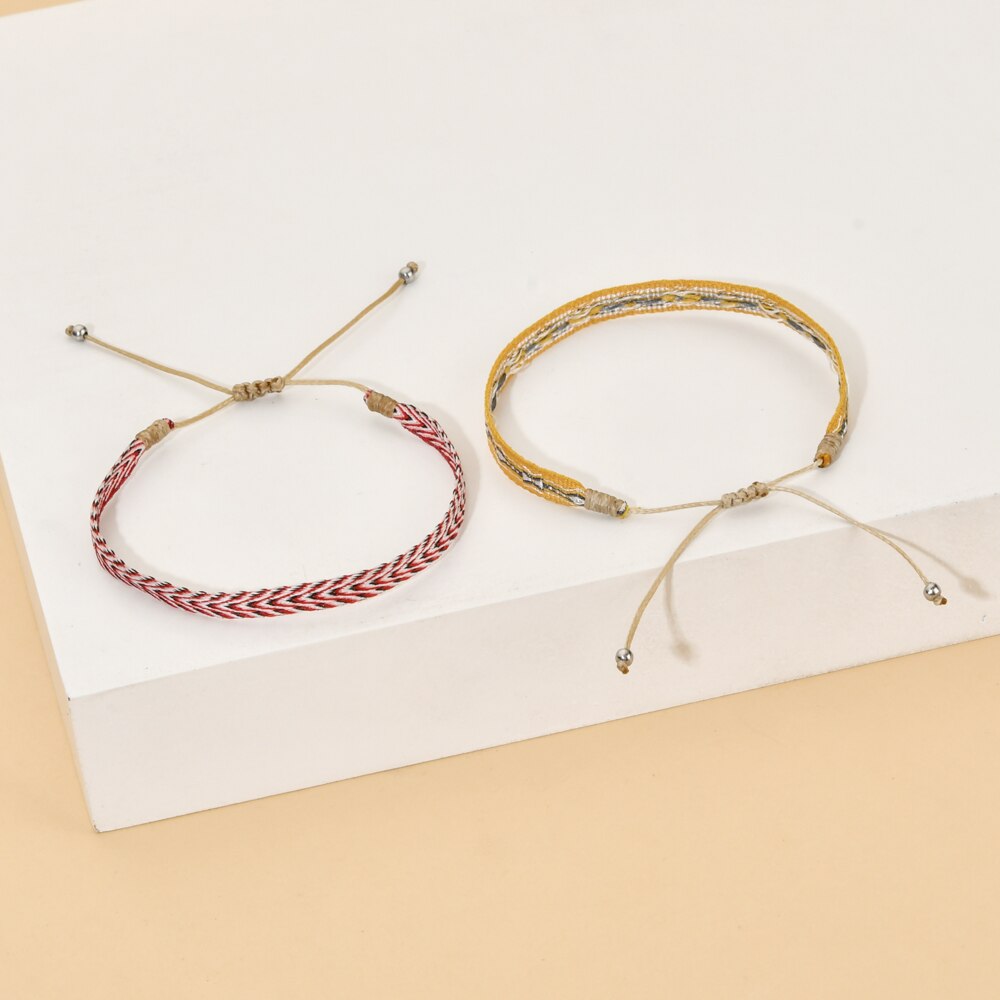 ZMZY Boho Regenbogen Armbänder für Frauen Wayuu Bunte Glück Einstellbare Paar Armbinde