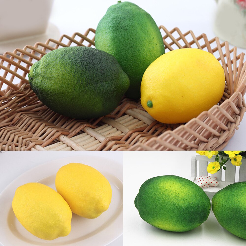 Realistic Simulation Yellow Lemon Lime Photography Props Fruit Food Shooting Props Photo Ornaments Home Decoration