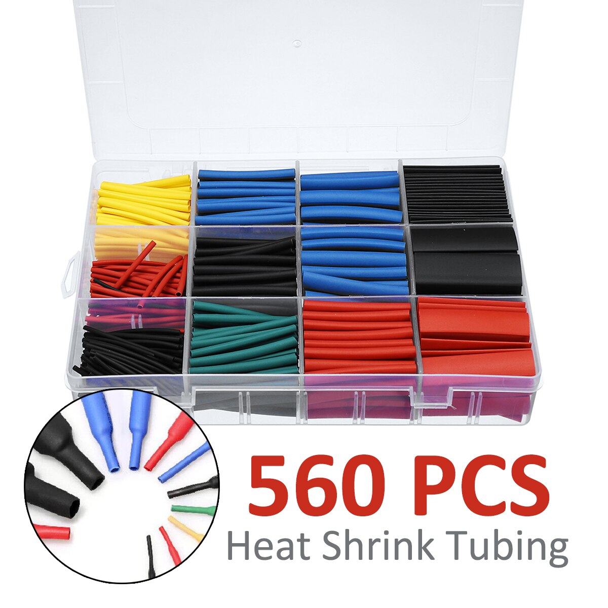 Fire Retardant Shrinkage Ratio 2: 1 560PCS Heat Shrink Wire Heat Shrink Cable Tube Heat Shrink Wrap