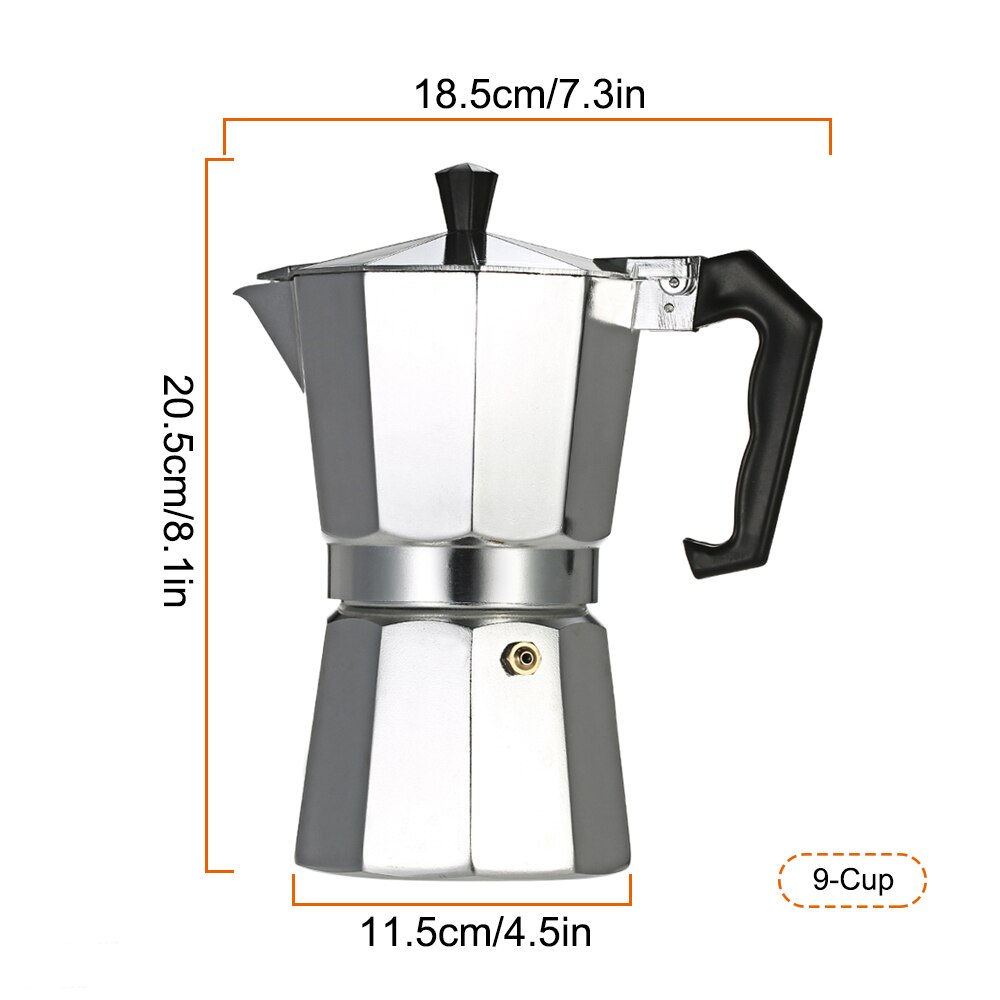 Homgeek 3cup/6cup/9cup/12cup Aluminium Espresso Percolator Koffie Kookplaat Maker Mokka Pot Koffiezetapparaat Machine expresso: 9cup