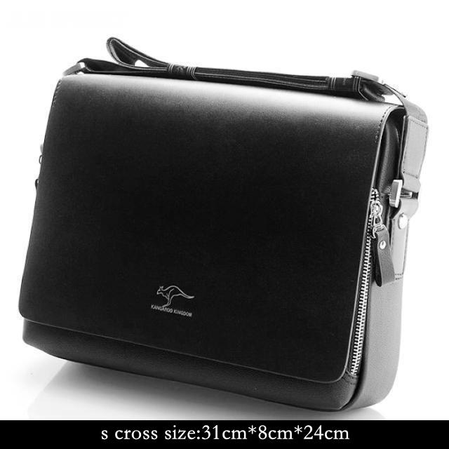 Kangaroo Handbag Casual Men's Messenger Bags Vintage Business PU Leather Shoulder Bag Male Crossbody Bag Bolsos Mujer G01: S Cross Black