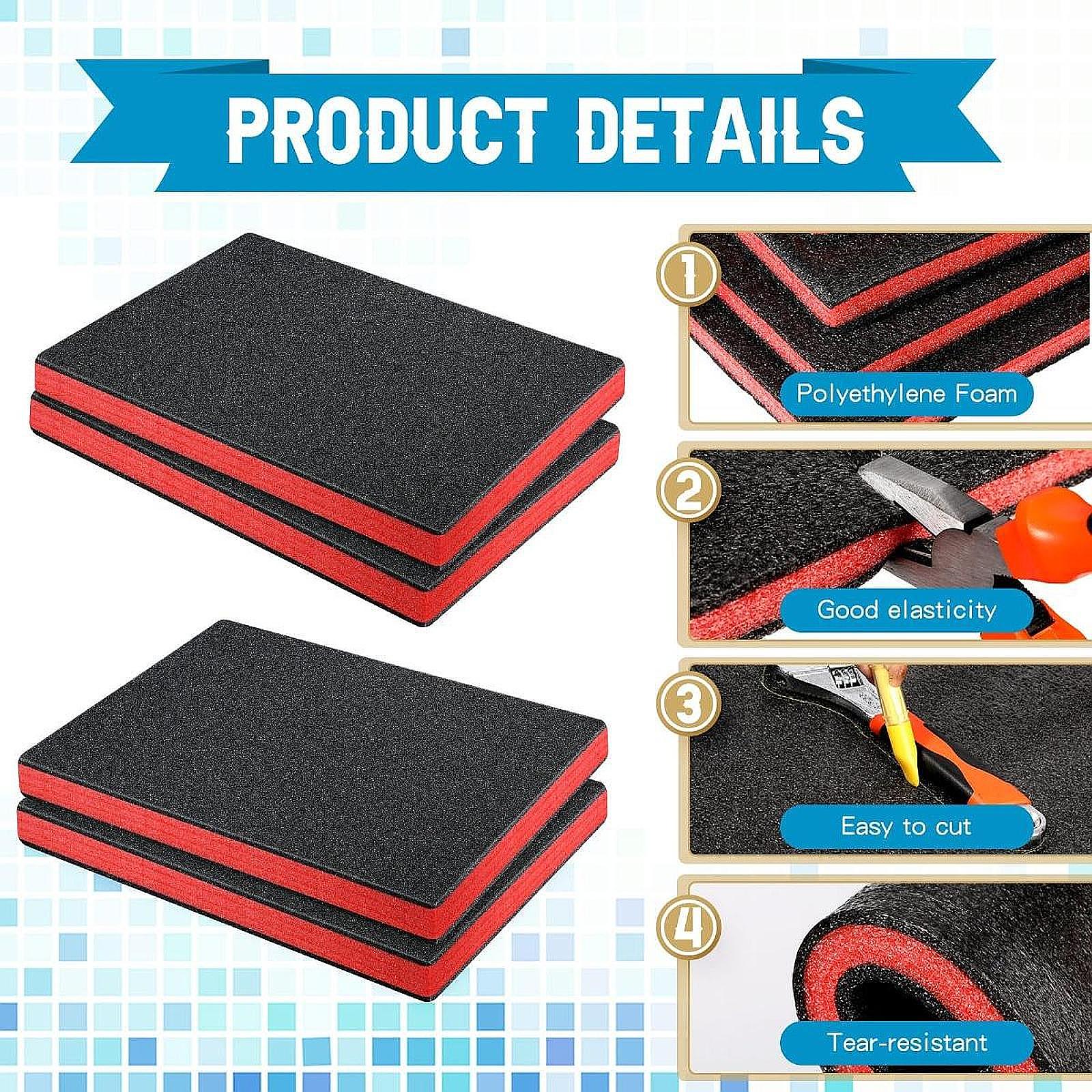 4 Pcs Tool Box Foam Inserts Reusable Epe Foam Toolbox DIY Crafts Padding Tool Box Liner for Storage Tabletop Miniatures Tools